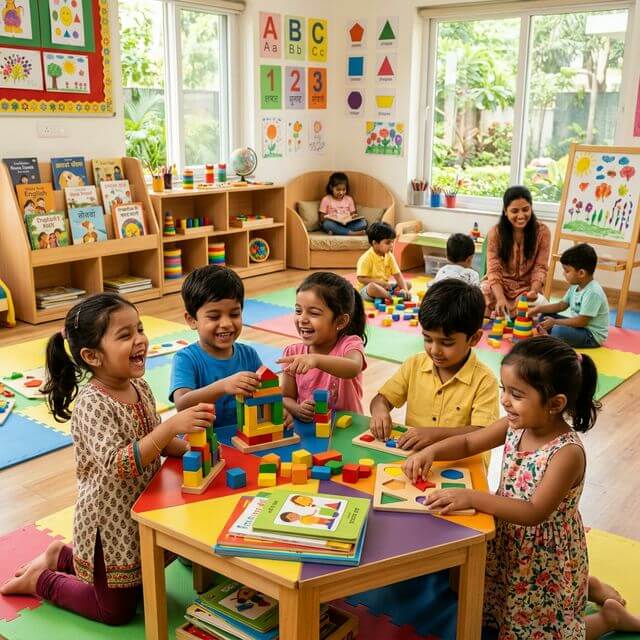 Children learning happily