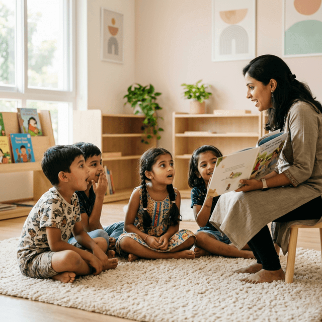 Indian children in a storytelling session